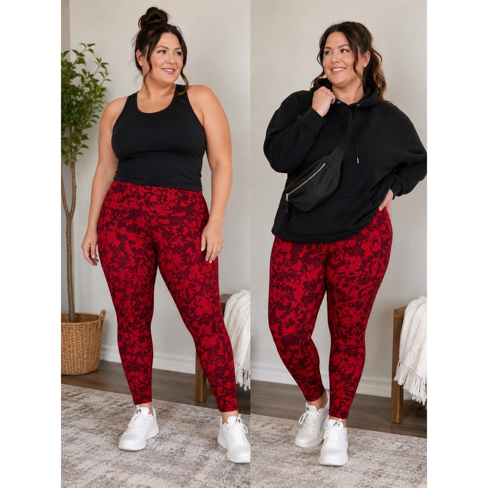 Zella Womens XXL Red Floral Camo High Waist Active Leggings